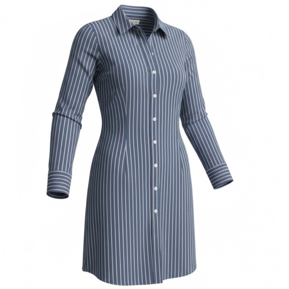 Abercrombie & Fitch Shirt Dress Women XS Tall Blue White Striped Long Sleeve
